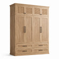 Armario de madera maciza de roble con puertas y cajones 200x60x240 cm
