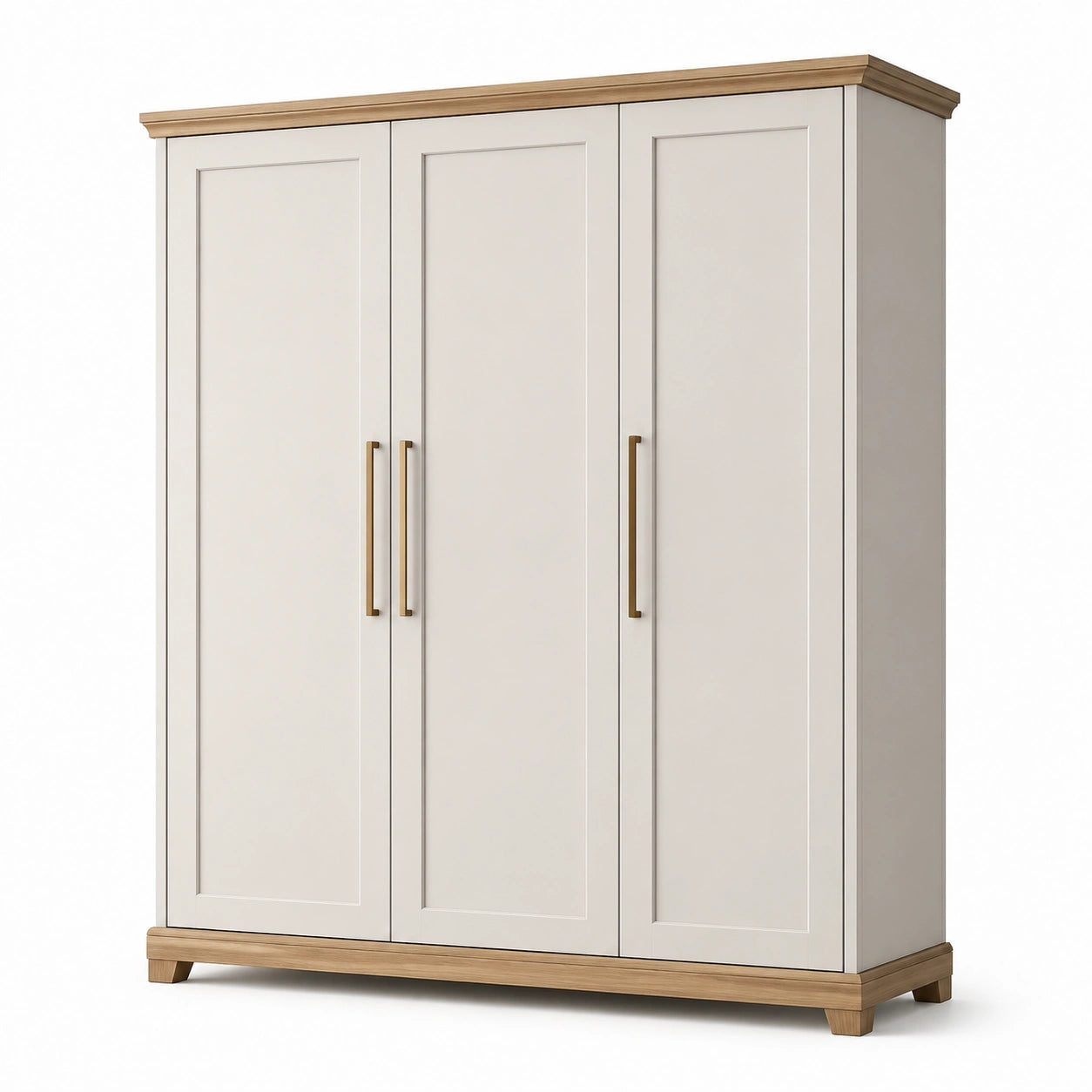 Armario de MDF y Roble con Tres Puertas Blanco