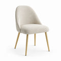 Silla de comedor de poliéster beige con patas de metal dorado