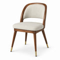 Silla de madera con tapizado de lino crema