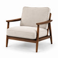 Sillón de Madera y Tela de Poliéster Beige 75x80x85cm