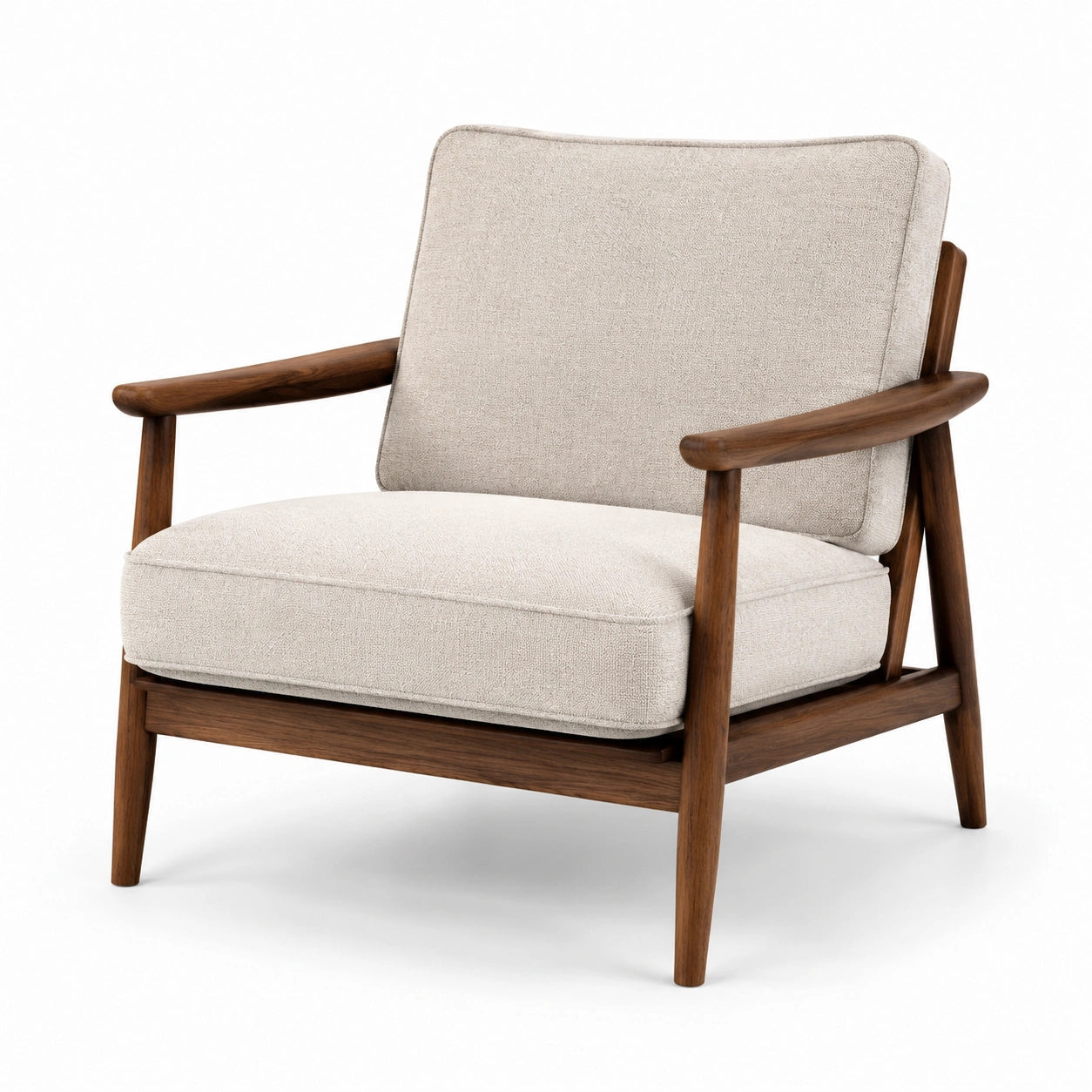 Sillón de Madera y Tela de Poliéster Beige 75x80x85cm