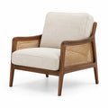 Sillón de Madera y Ratán Beige con Cojines de Lino 75x80x85 cm