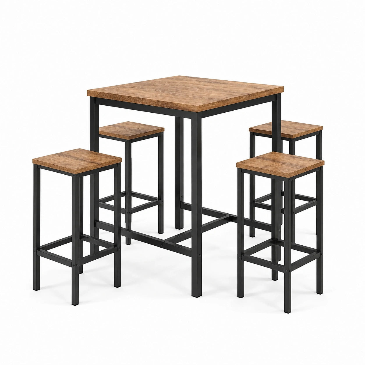 Conjunto de bar de MDF y metal 5 piezas marrón y negro