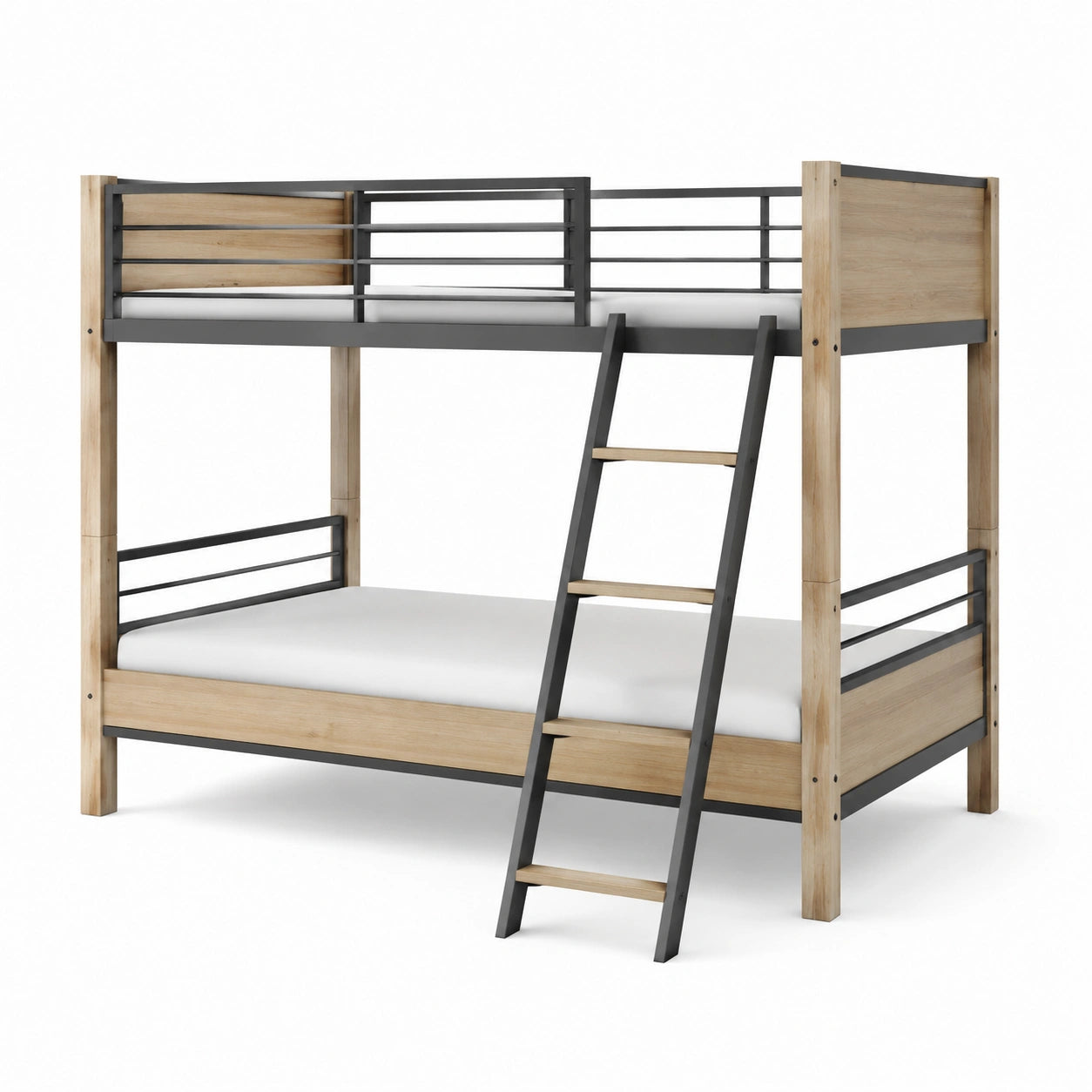 Litera de madera y metal con escalera 200x100x150 cm