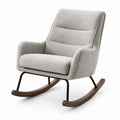 Silla Mecedora de Tela Gris con Estructura de Metal y Madera