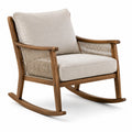 Mecedora de madera de acacia y cuerda sintética beige